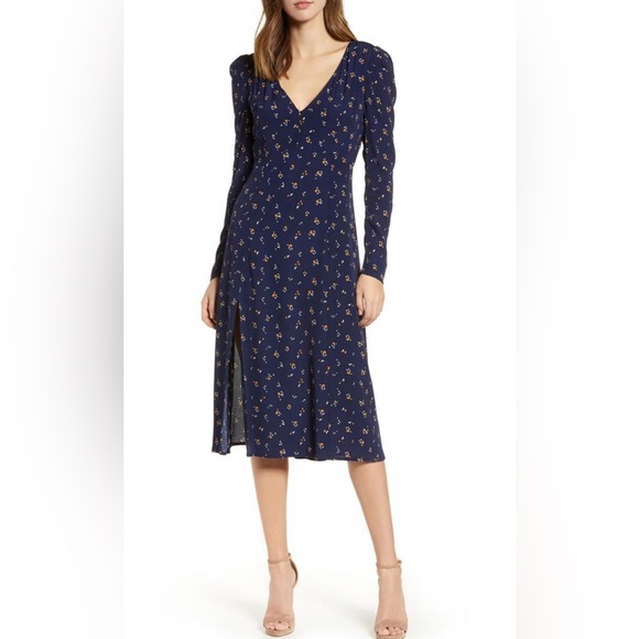 Madison & Berkeley Deep-V Midi Dress 100%Viscose | Nordstrom Size S - Picture 3 of 11